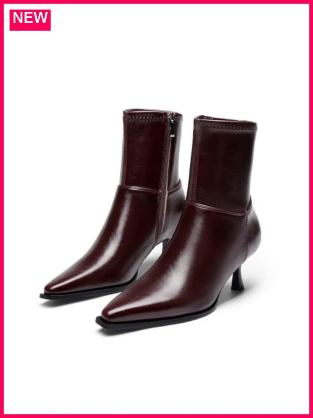 Women's Faux Leather Pointed Toe Kitten Heel Ankle Boots